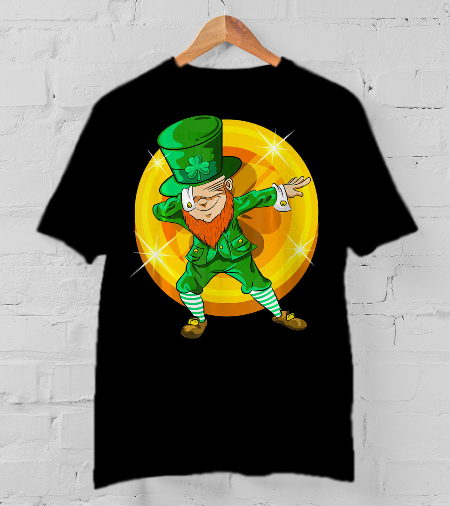 Dabbing Leprechaun With Gold Coin St Pat T-Shirt