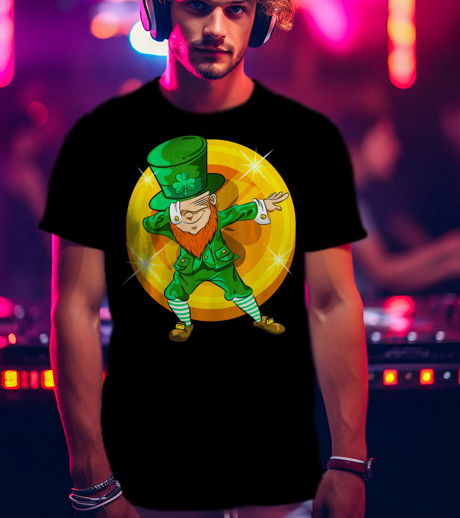 Dabbing Leprechaun With Gold Coin St Pat T-Shirt