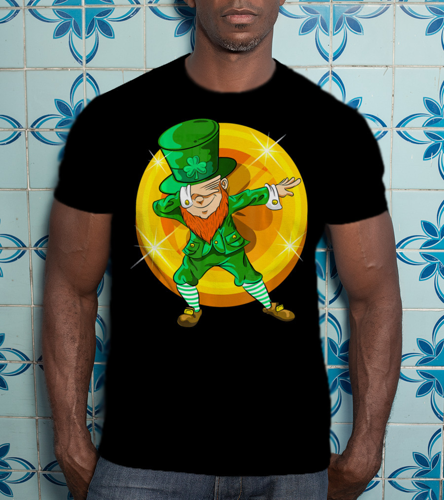 Dabbing Leprechaun With Gold Coin St Pat T-Shirt