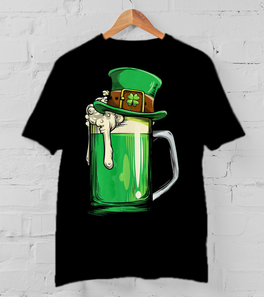 St Patrick Green Beer Leprechaun Hat Shamrock T-Shirt