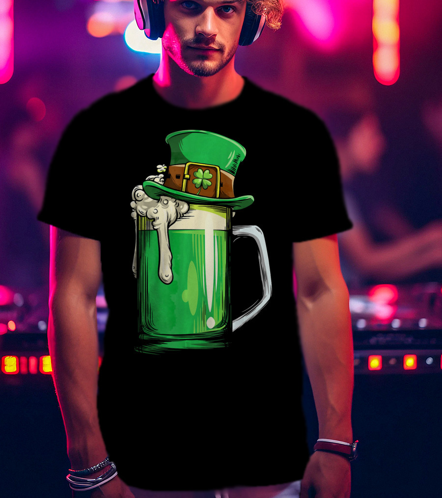 St Patrick Green Beer Leprechaun Hat Shamrock T-Shirt