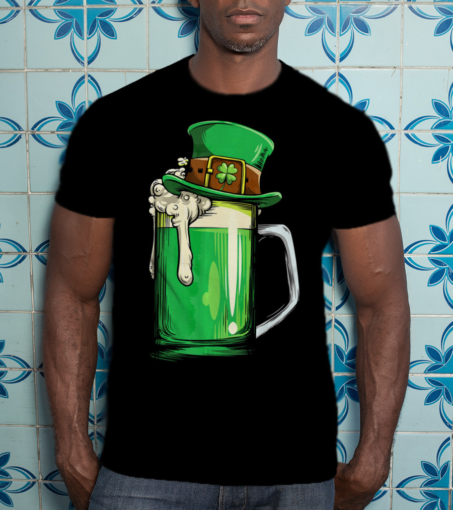St Patrick Green Beer Leprechaun Hat Shamrock T-Shirt