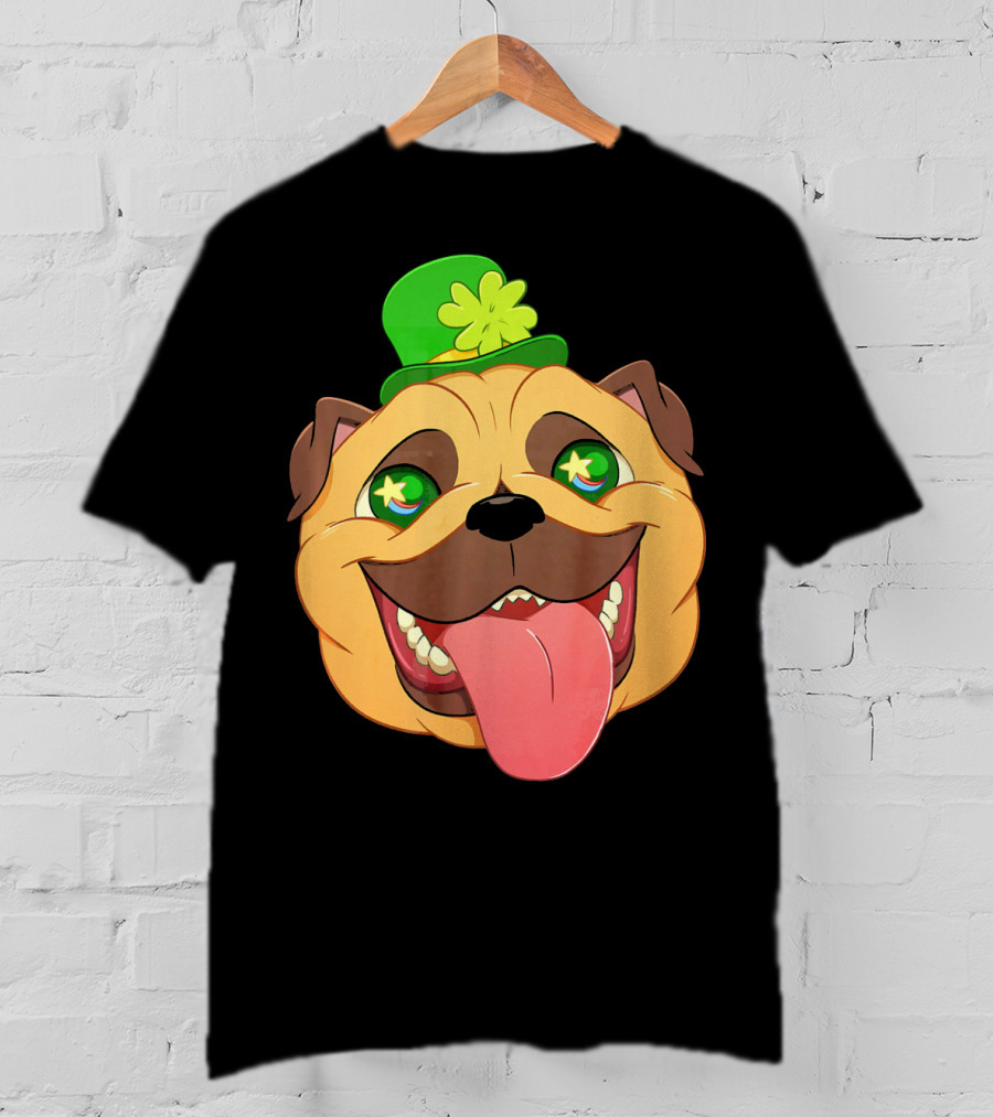 St Patricks Day Pug Leprechaun Irish Shamrock Hat T-Shirt