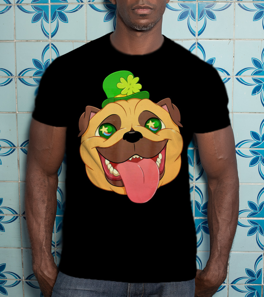 St Patricks Day Pug Leprechaun Irish Shamrock Hat T-Shirt