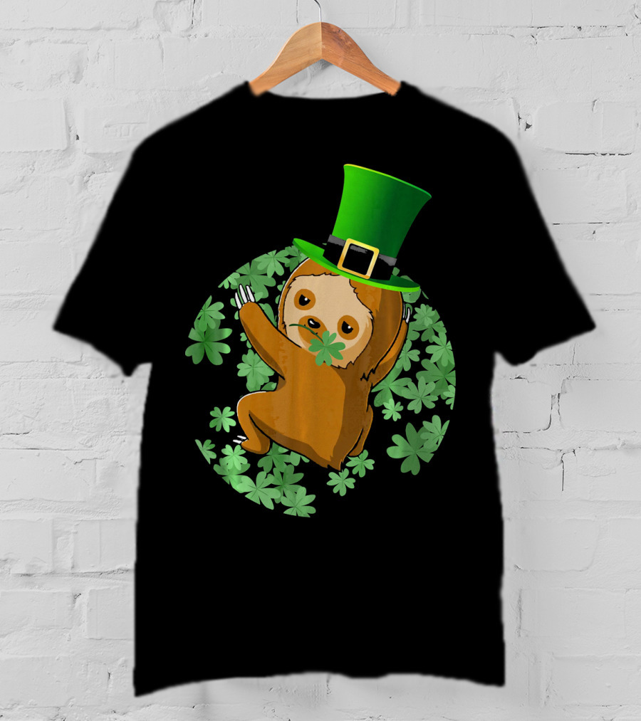 Leprechaun Hat Sloth Shamrock T-Shirt