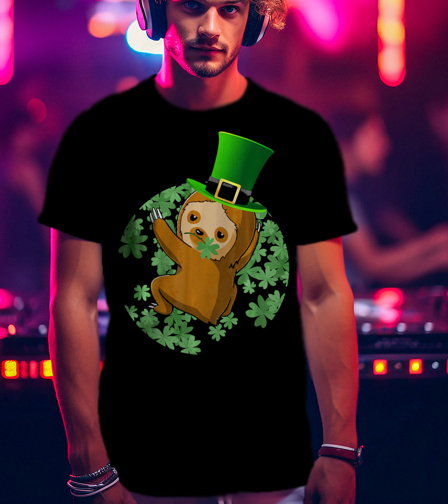 Leprechaun Hat Sloth Shamrock T-Shirt