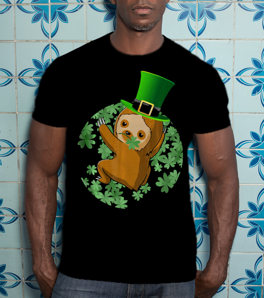 Leprechaun Hat Sloth Shamrock T-Shirt