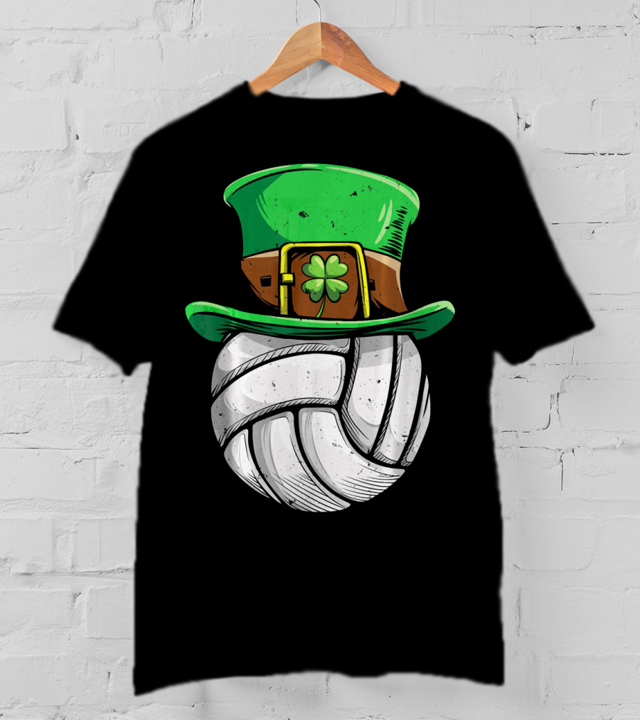 Volleyball Leprechaun Hat With Shamrock T-Shirt