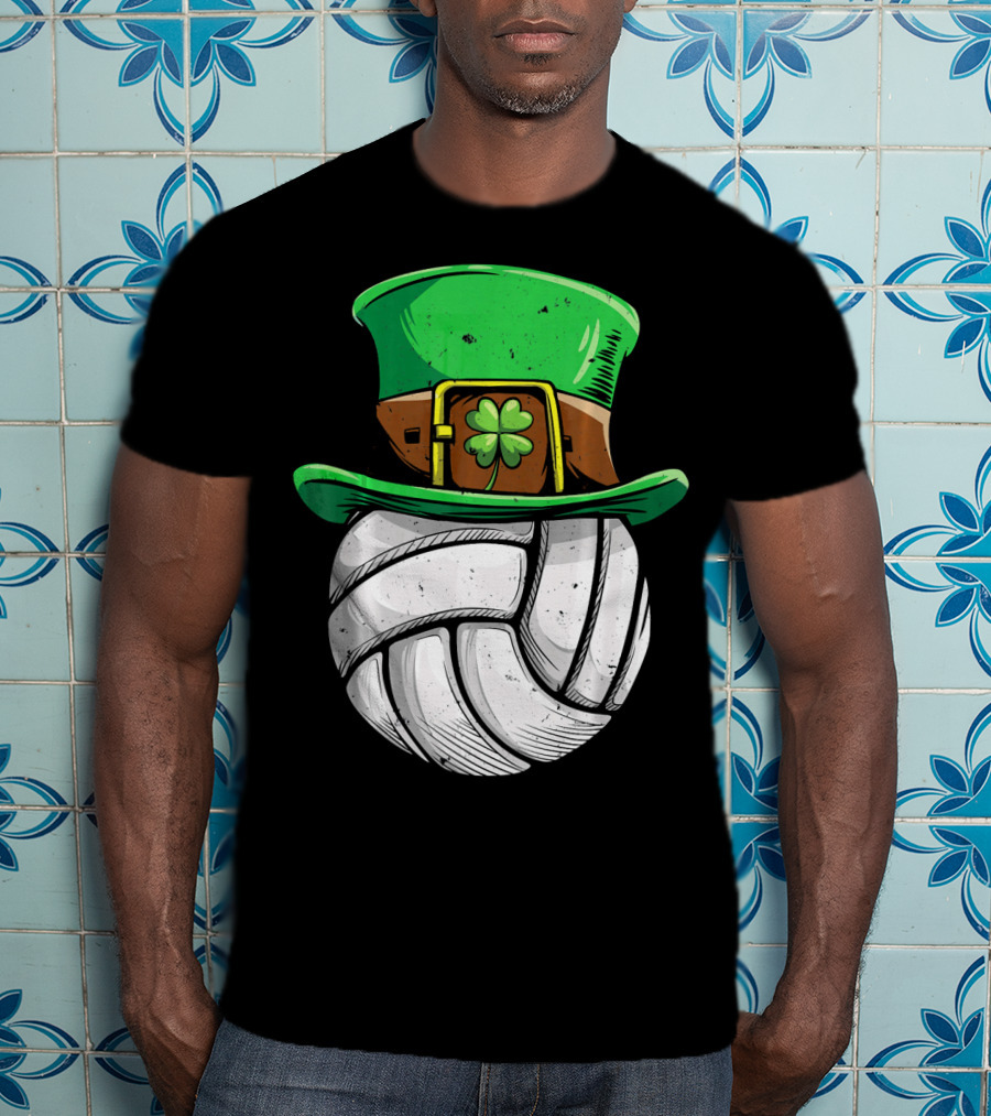 Volleyball Leprechaun Hat With Shamrock T-Shirt