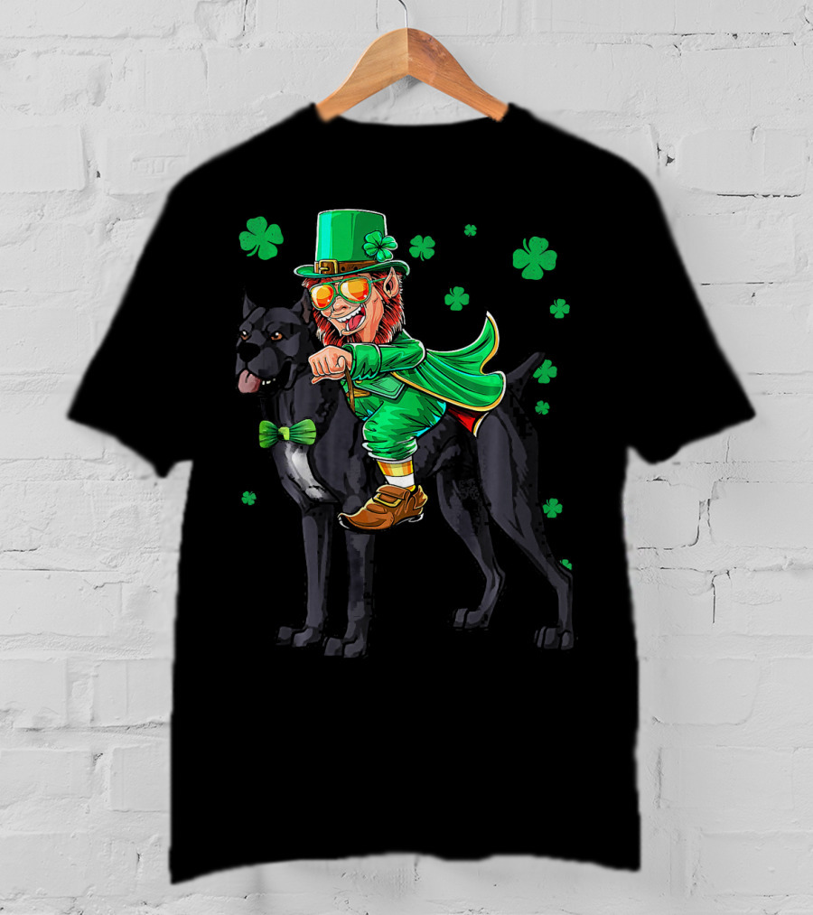 Leprechaun Cane Corso Mastiff With Shamrock Elements T-Shirt