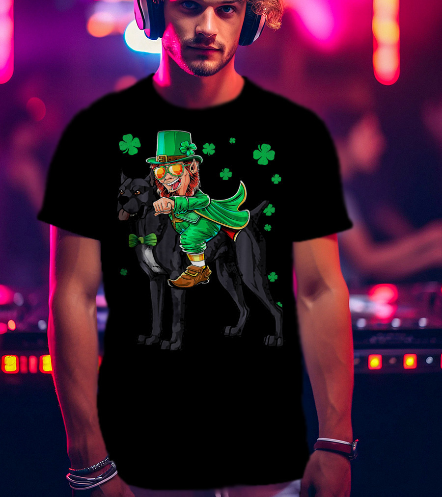 Leprechaun Cane Corso Mastiff With Shamrock Elements T-Shirt