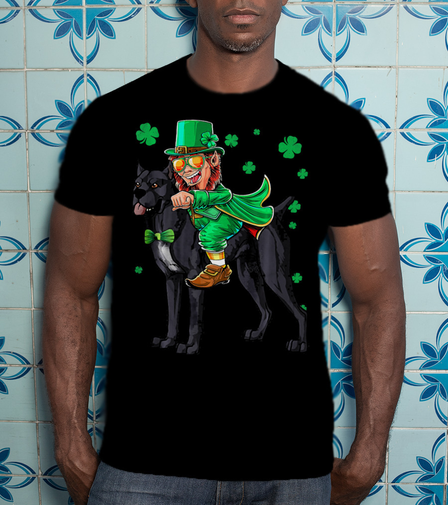 Leprechaun Cane Corso Mastiff With Shamrock Elements T-Shirt