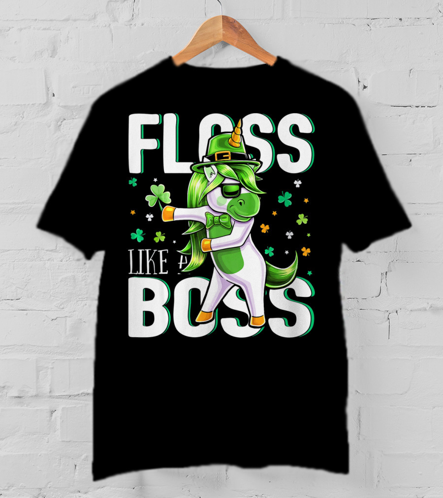 Floss Like A Boss St. Patricks Day Unicorn T-Shirt