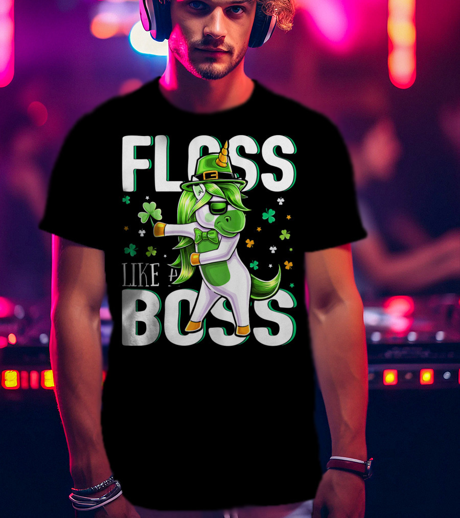 Floss Like A Boss St. Patricks Day Unicorn T-Shirt
