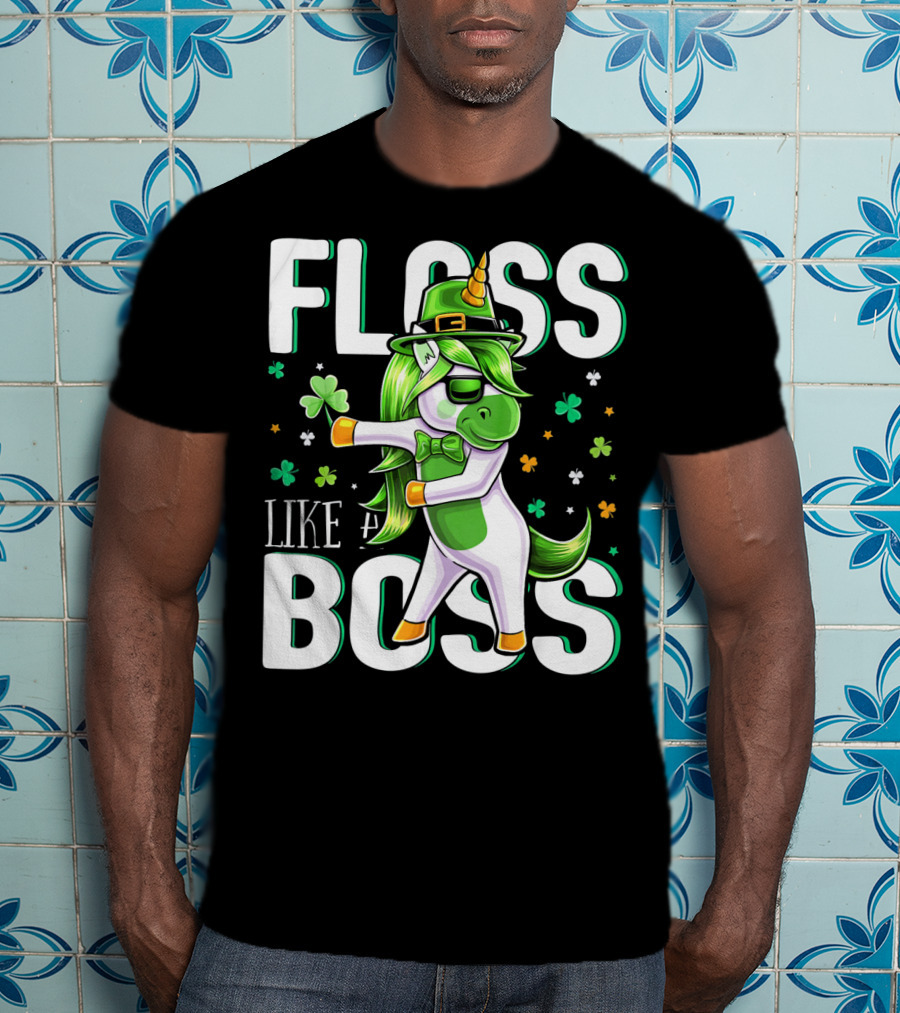Floss Like A Boss St. Patricks Day Unicorn T-Shirt