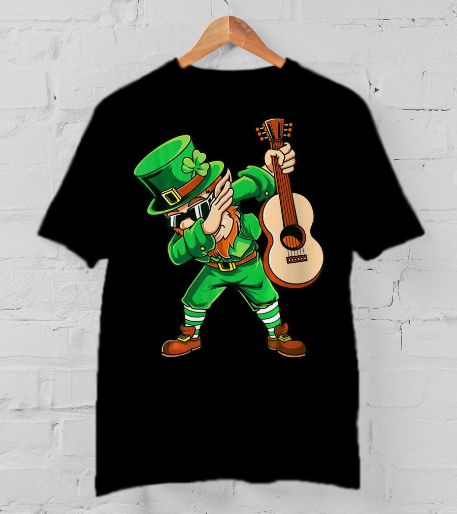 Dabbing Leprechaun With Guitar For St Patrick's Day T-Shirt