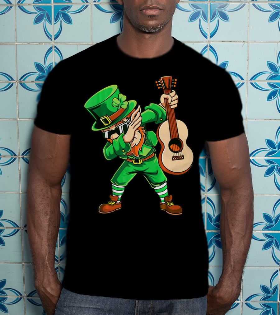 Dabbing Leprechaun With Guitar For St Patrick's Day T-Shirt