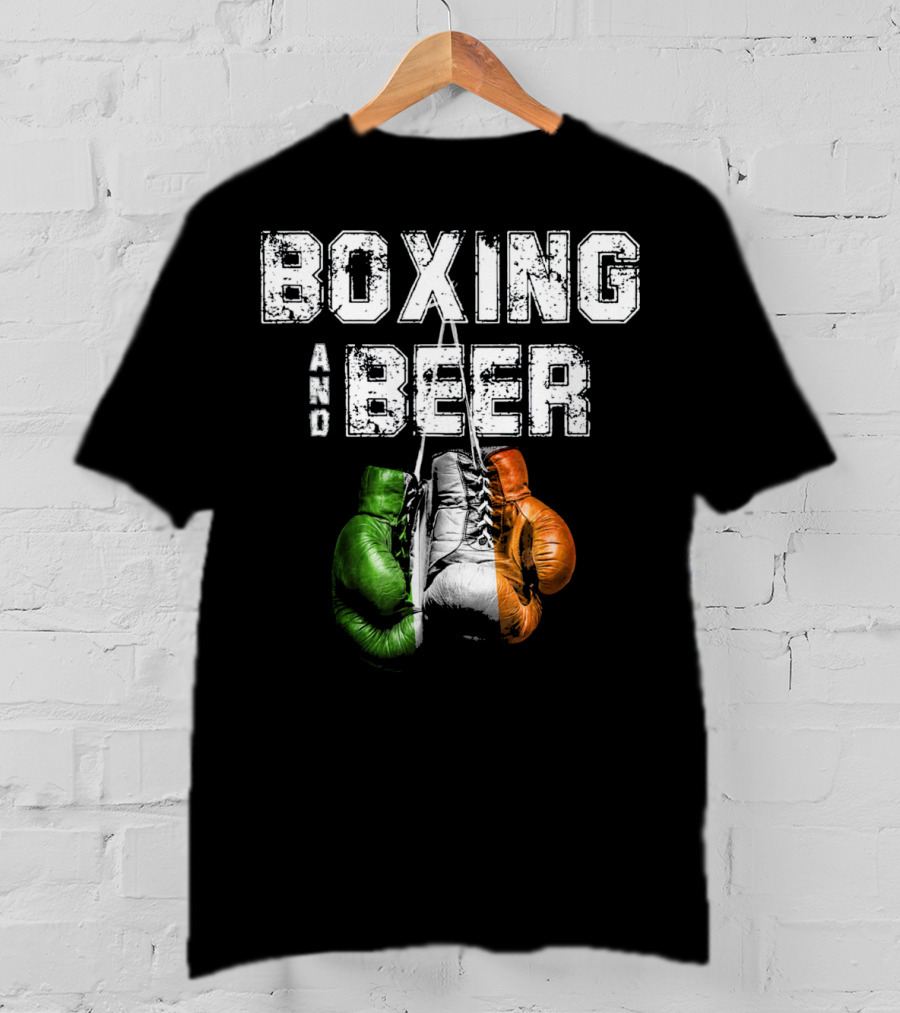 Boxing And Beer Irish Flag Colors Humor T-Shirt