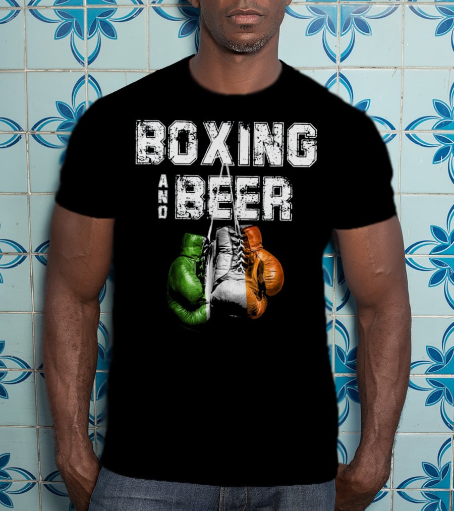 Boxing And Beer Irish Flag Colors Humor T-Shirt