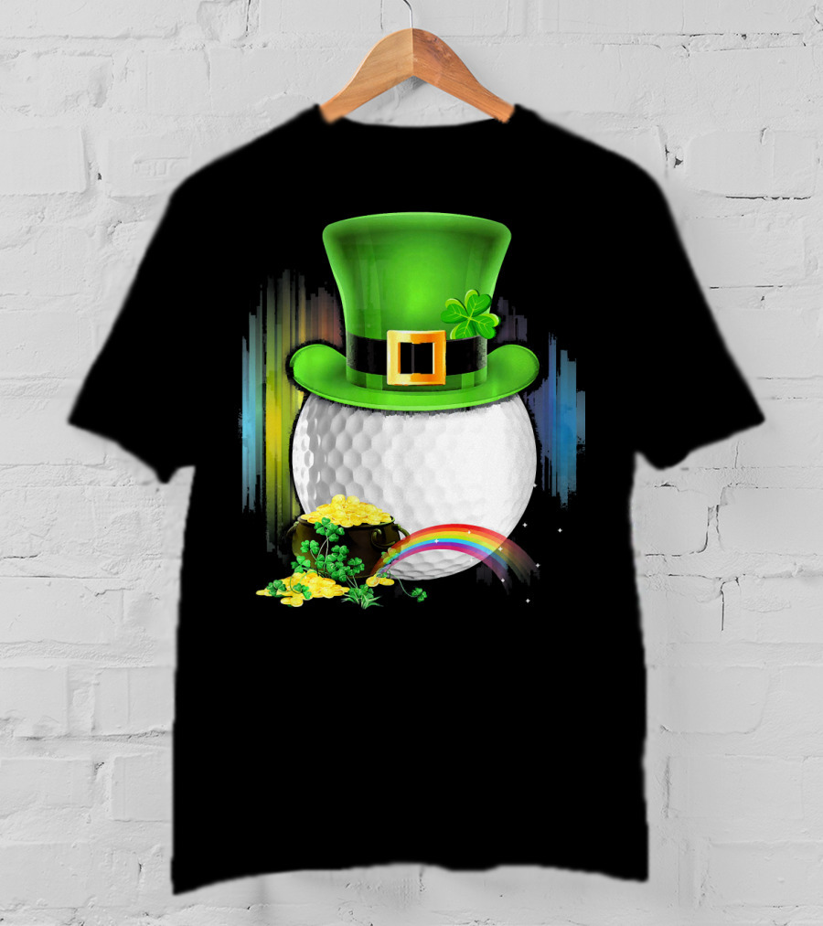 Golf Leprechaun Coin Rainbow Saint Patrick's Day T-Shirt