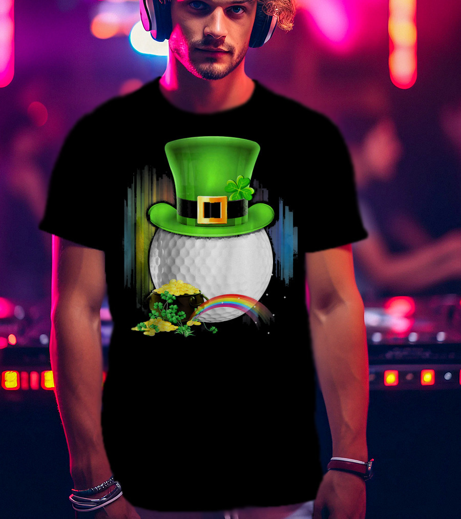 Golf Leprechaun Coin Rainbow Saint Patrick's Day T-Shirt