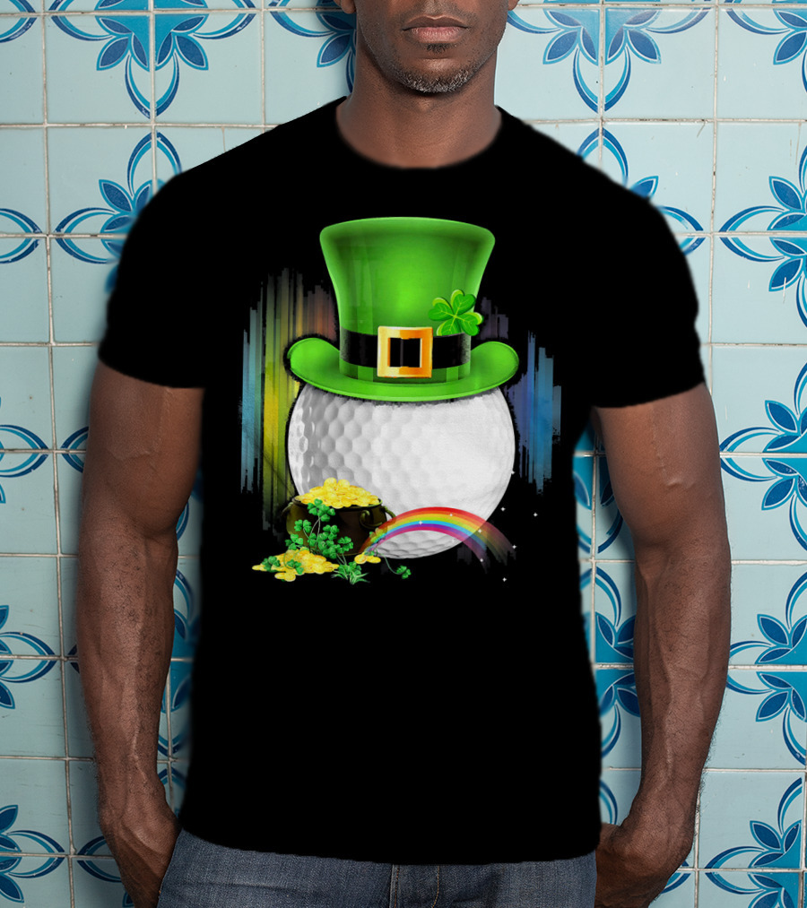 Golf Leprechaun Coin Rainbow Saint Patrick's Day T-Shirt
