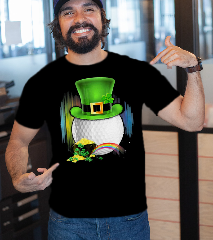 Golf Leprechaun Coin Rainbow Saint Patrick's Day T-Shirt