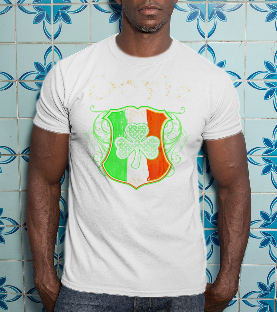 Doyle Irish Last Name Shamrock Shield Irish Flag T-Shirt