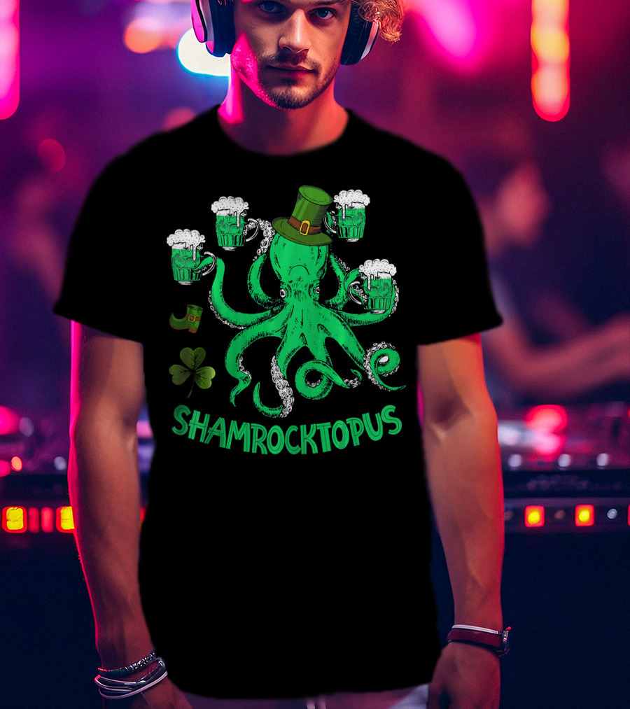 Shamrocktopus Leprechaun Hat Beer Mugs St. Patrick's Day T-Shirt