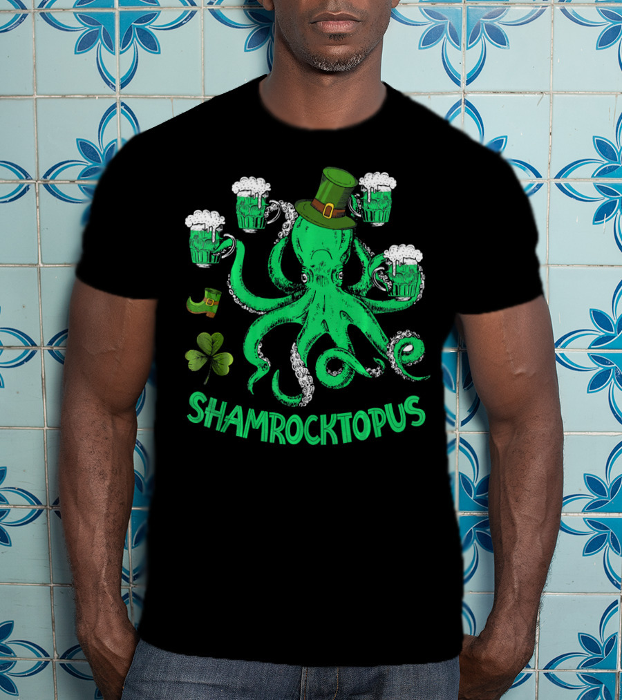 Shamrocktopus Leprechaun Hat Beer Mugs St. Patrick's Day T-Shirt