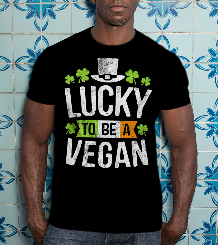 Lucky To Be A Vegan Funny St Patrick's Day Shamrock Hat T-Shirt