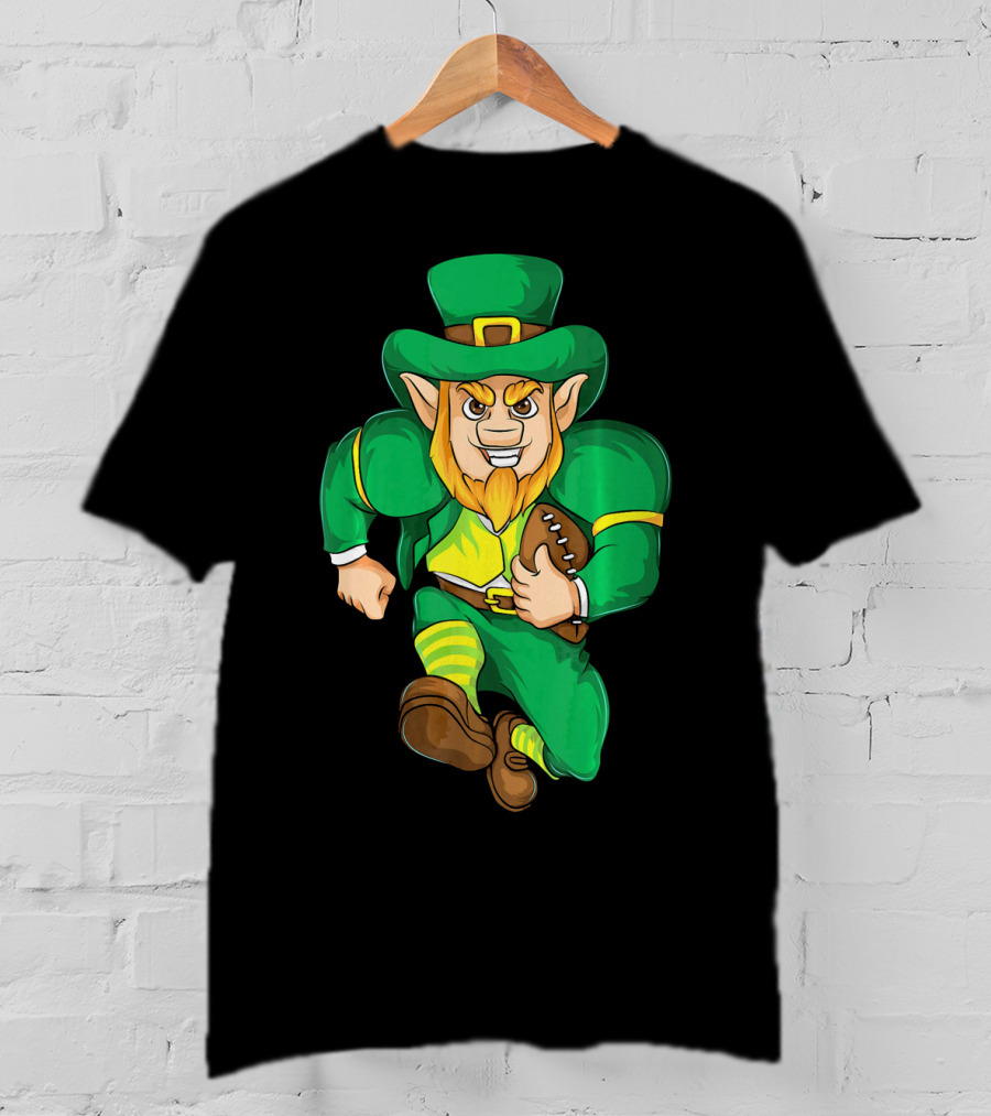 Irish Football Leprechaun St Patricks Running With Ball T-Shirt
