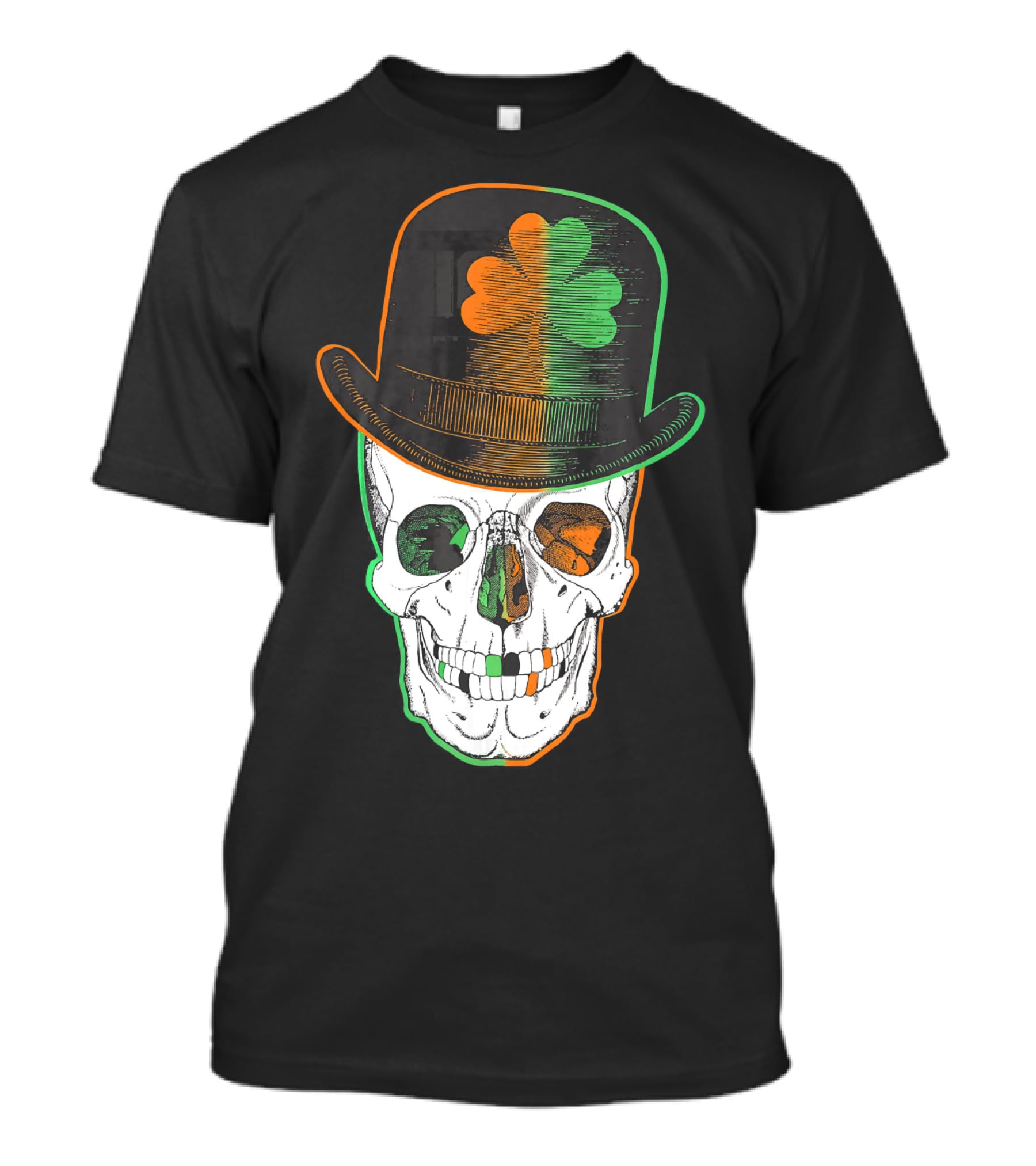 St Paddys Day Irish Leprechaun Skull Shamrock Hat T-Shirt