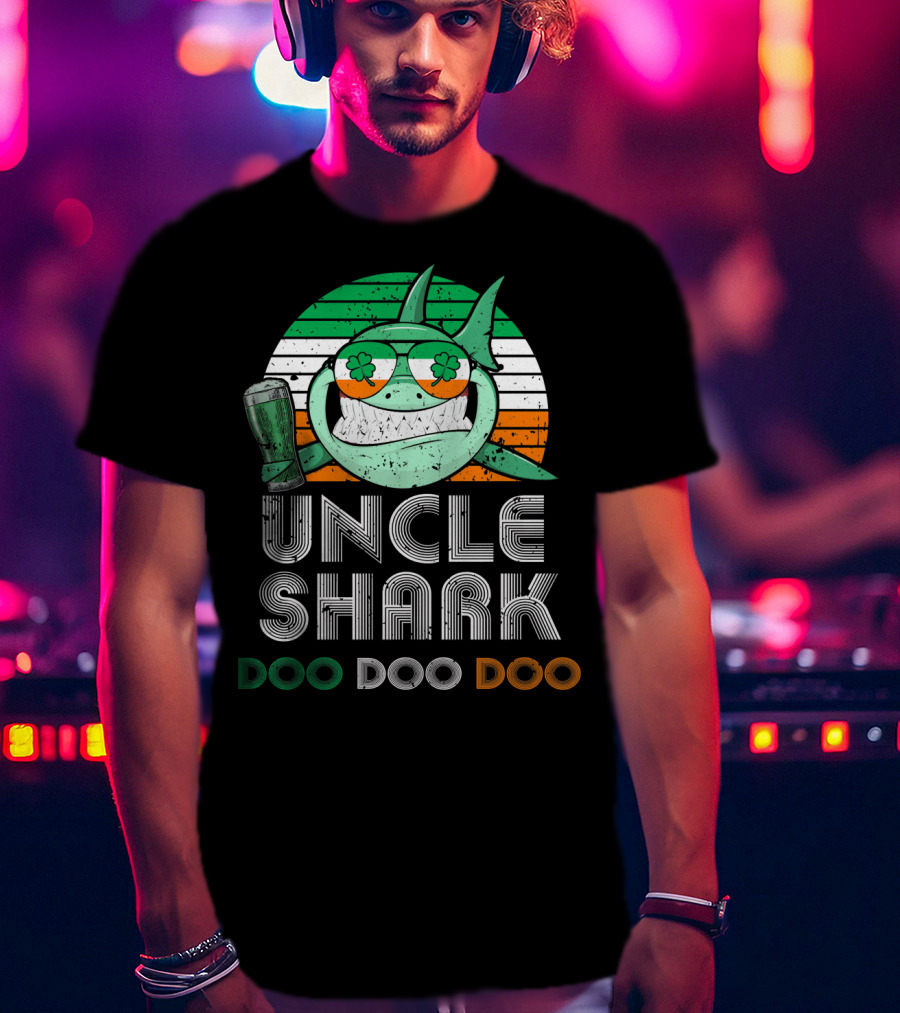 Uncle Shark Doo Doo Doo Retro Vintage Irish Beer Shamrock Fun T-Shirt