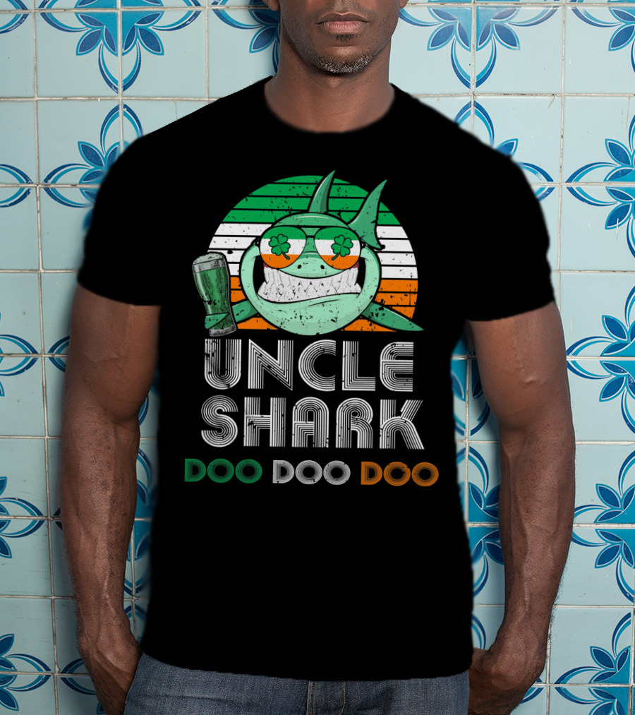 Uncle Shark Doo Doo Doo Retro Vintage Irish Beer Shamrock Fun T-Shirt