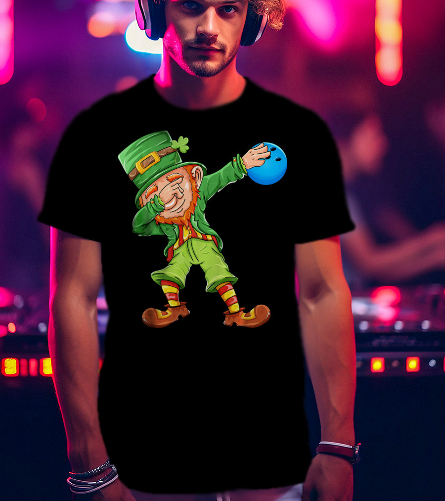 Dabbing Leprechaun Bowling St Patricks Day T-Shirt