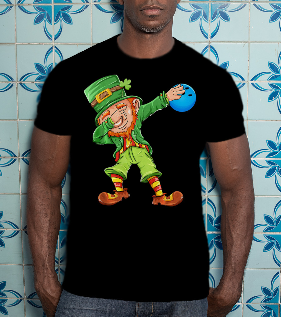 Dabbing Leprechaun Bowling St Patricks Day T-Shirt