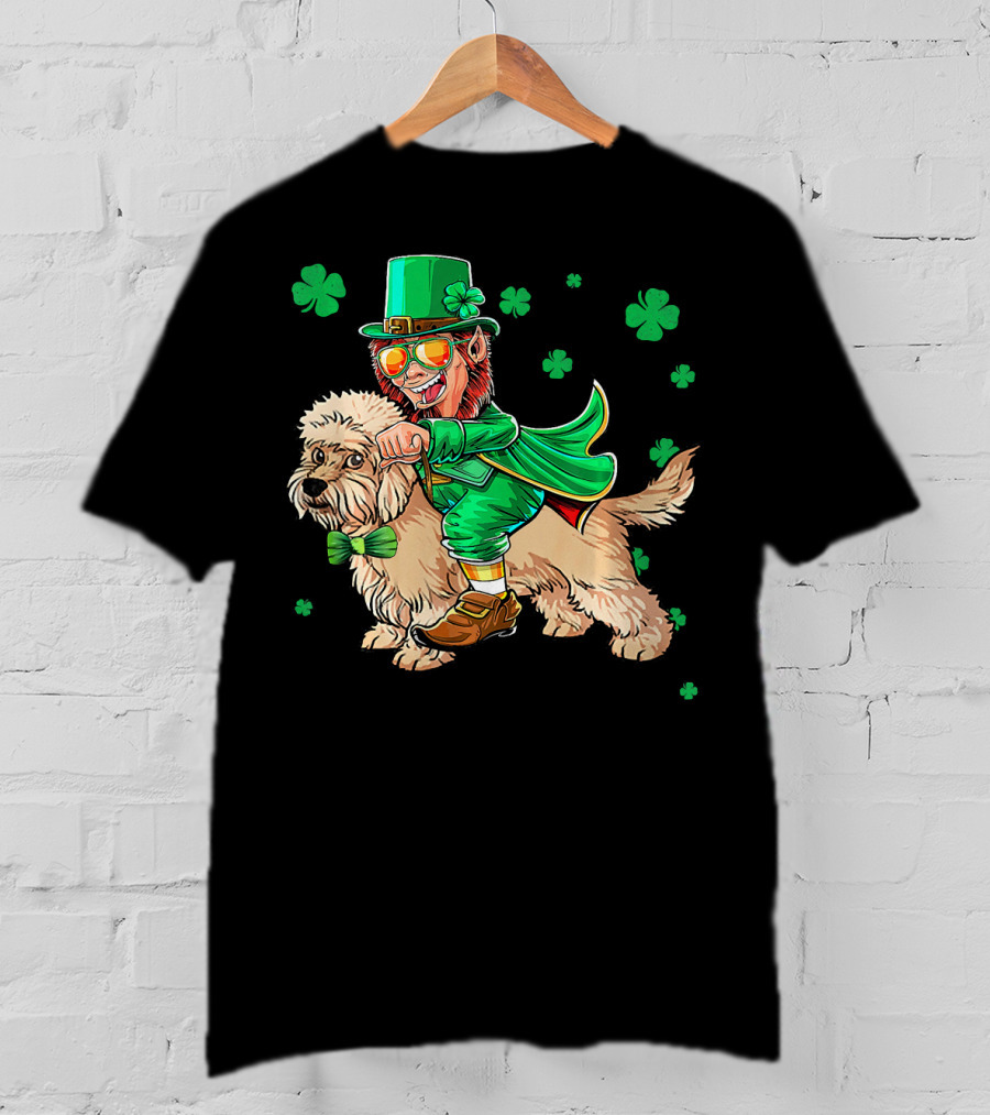 Leprechaun Dandi Dinmont Terrier Shamrock St. Patrick's Day T-Shirt