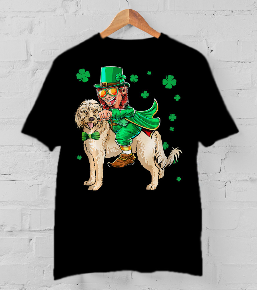 Leprechaun Riding Cockapoo With Shamrocks For St. Patrick's Day T-Shirt