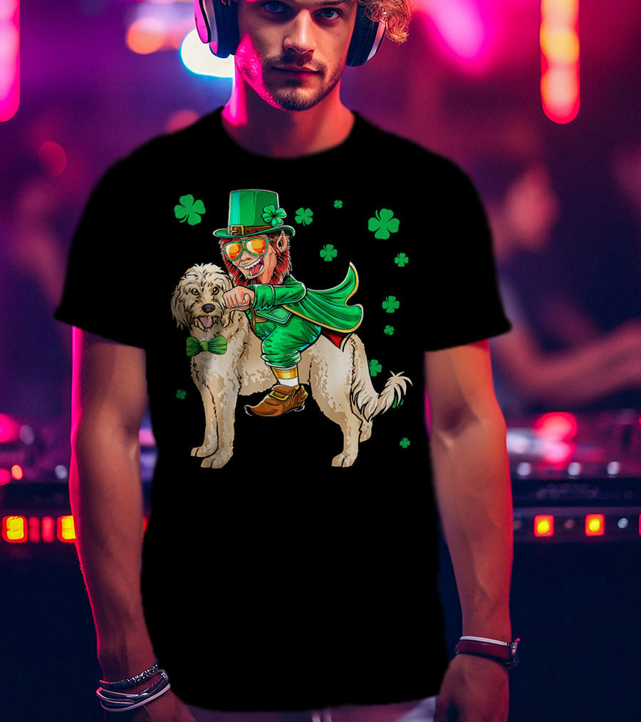 Leprechaun Riding Cockapoo With Shamrocks For St. Patrick's Day T-Shirt
