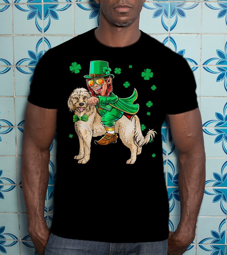 Leprechaun Riding Cockapoo With Shamrocks For St. Patrick's Day T-Shirt