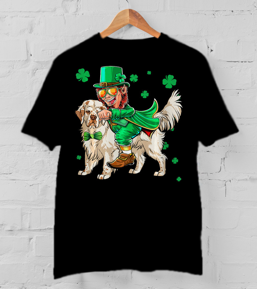 Leprechaun Clumber Spaniel Shamrock St. Patrick's Day T-Shirt