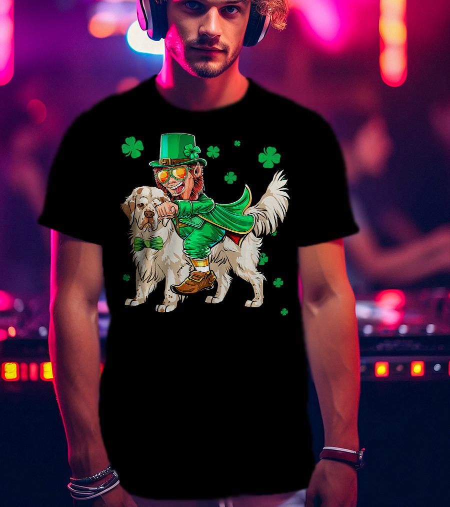 Leprechaun Clumber Spaniel Shamrock St. Patrick's Day T-Shirt
