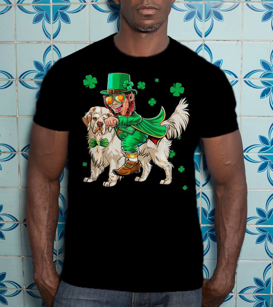 Leprechaun Clumber Spaniel Shamrock St. Patrick's Day T-Shirt
