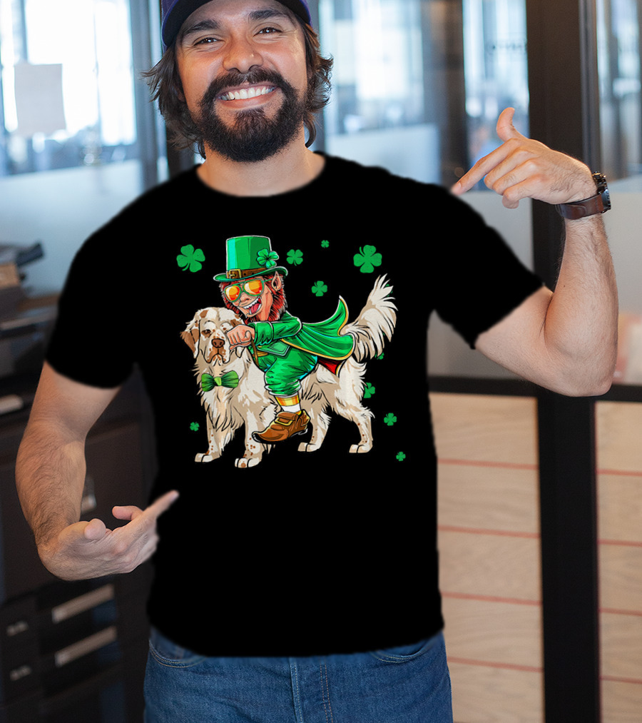 Leprechaun Clumber Spaniel Shamrock St. Patrick's Day T-Shirt