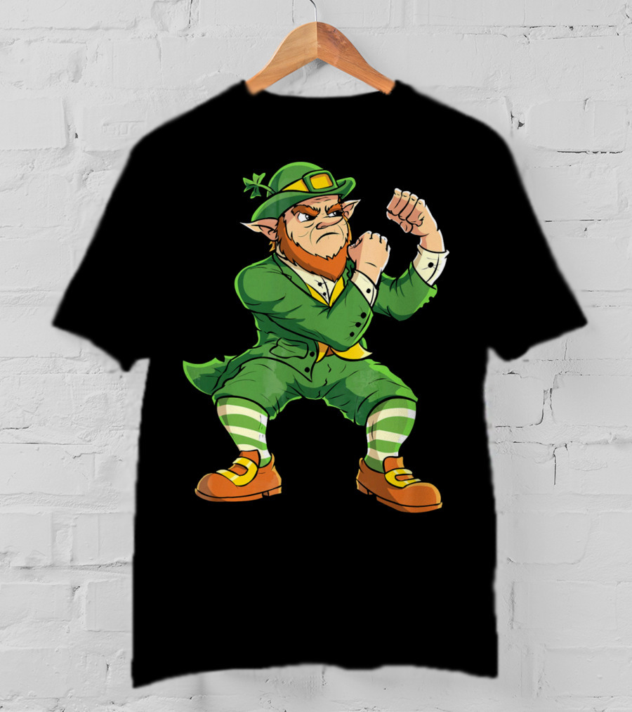 Angry Leprechaun Fist Fighting Saint Patrick's Day Iconic T-Shirt