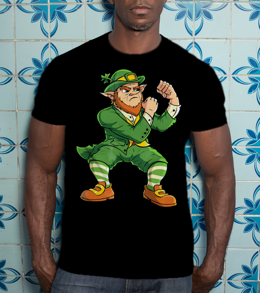 Angry Leprechaun Fist Fighting Saint Patrick's Day Iconic T-Shirt