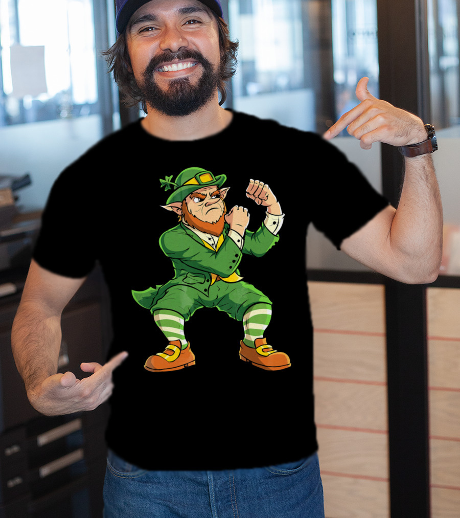 Angry Leprechaun Fist Fighting Saint Patrick's Day Iconic T-Shirt