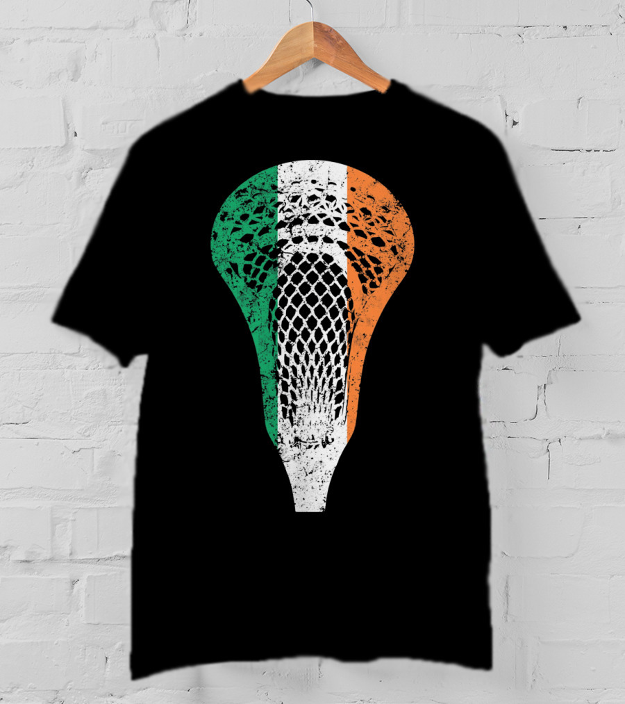 Irish Lacrosse Ireland Tricolor Lacrosse Stick Net T-Shirt