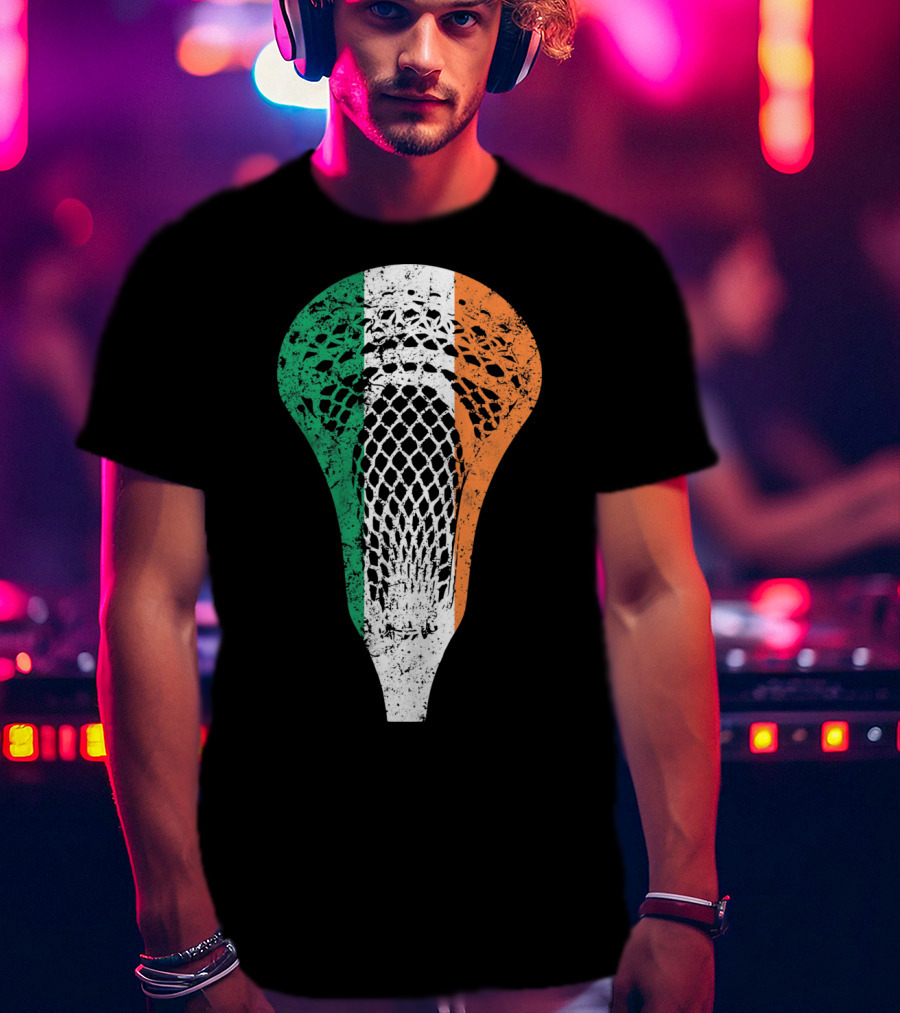 Irish Lacrosse Ireland Tricolor Lacrosse Stick Net T-Shirt